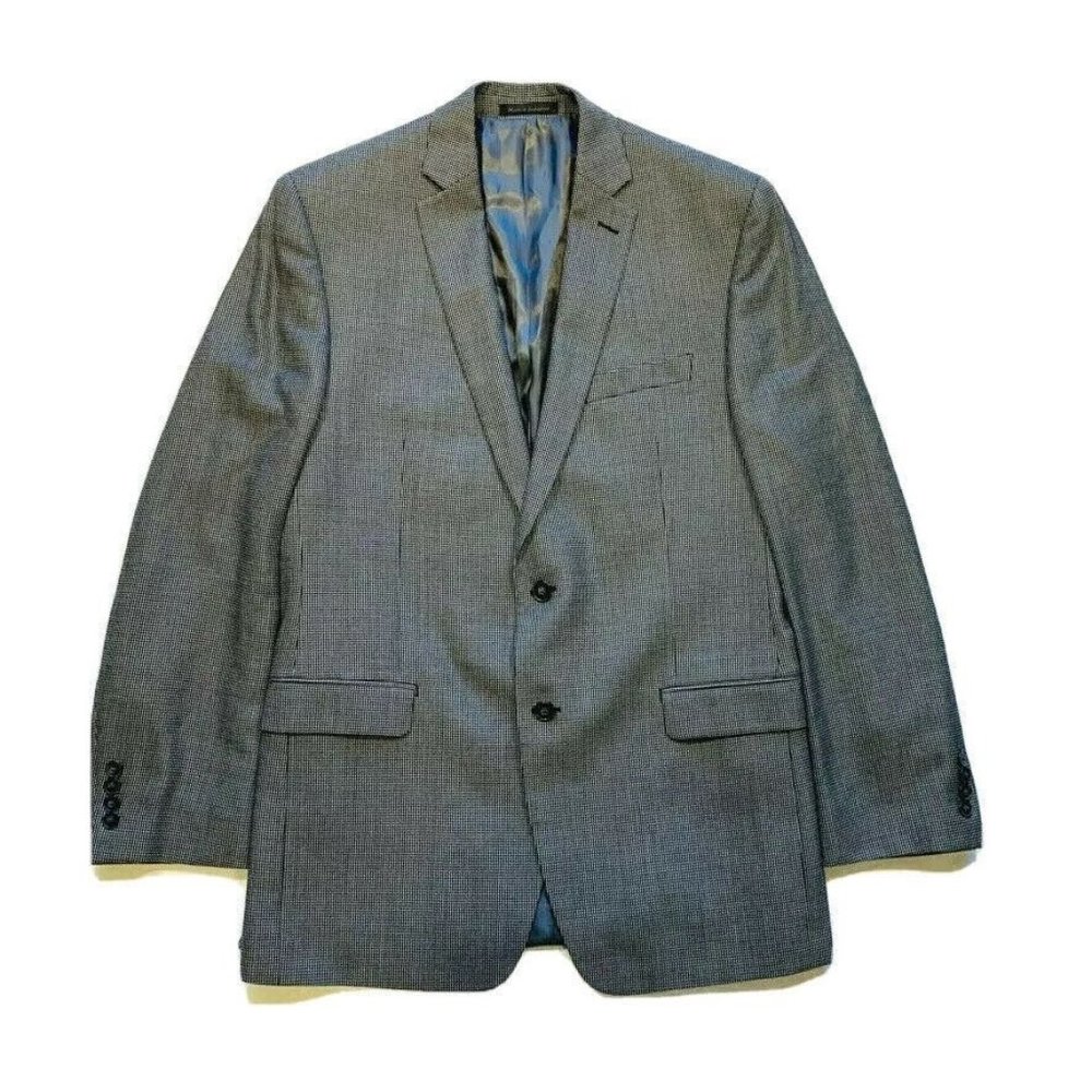 Calvin Klein Nailhead Silk‎ Wool Blazer Sport Jacket Coat Two Button 40L EUC